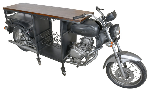 Mountain Blacksmith Authentic Motorcycle Bar Counter Vintage 80 Inches 12007333 By AFD