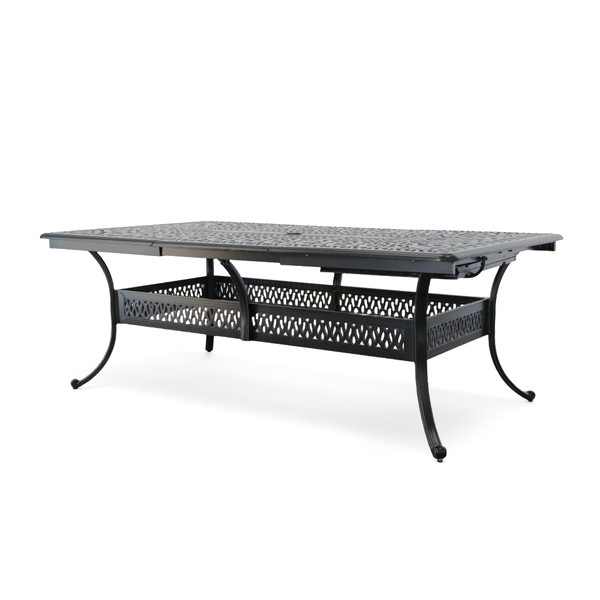 Outdoor Estate Dining Extension Table From 84 To 132 Inches With 2, 24 Inch Butterfly Extension Leaf'S Cast Aluminum, Bridgeton Moore Patio Furniture 12011081 By AFD