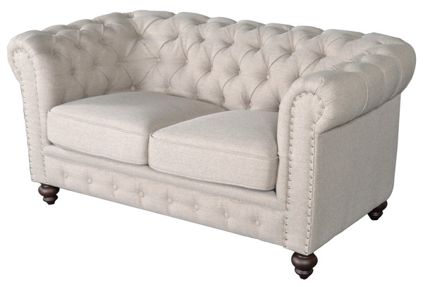Classic Chesterfield Dark Linen Loveseat 12014104 By AFD