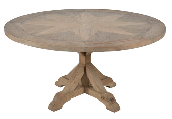 Farmhouse 60 Inch Round Wood Pedestal Dining Table 12018170 By AFD