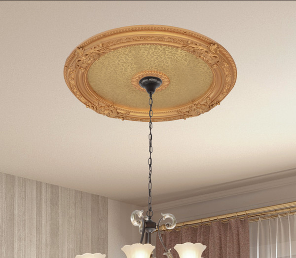 Golden Round Chandelier Ceiling Medallion 36In 12020503 By AFD