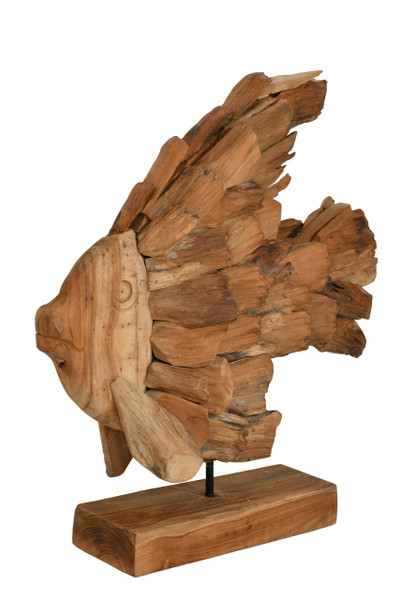 Bayshore 25 Inches Teak Butterfly Fish On Stand 12025025 By AFD