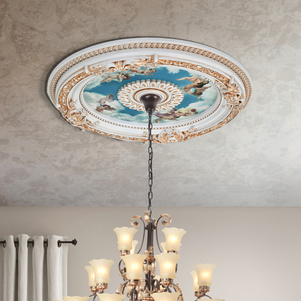 White Cherub Ceiling Medallion 24.5 12028649 By AFD