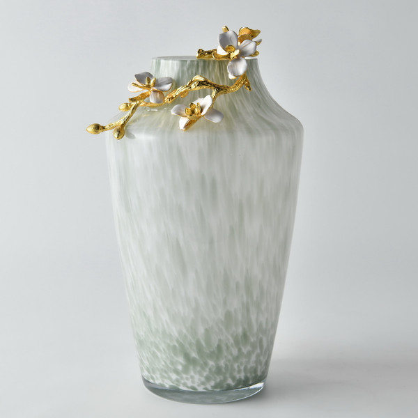 Grande Pearl Blossom Vase With Gold Floral Branch 12030541 By AFD