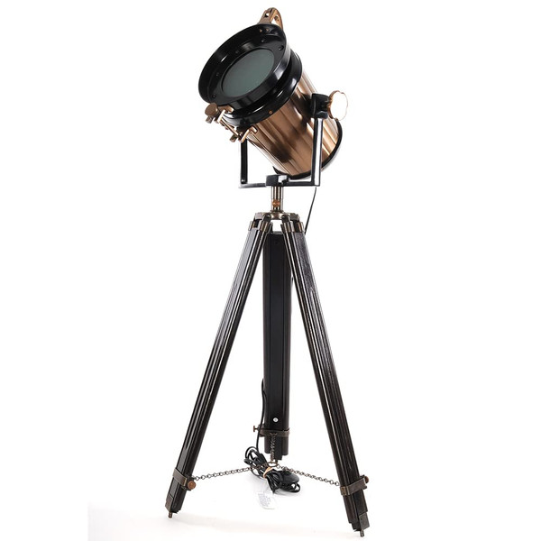 Alum/Steel Spot Light Wood Stand Textured Glass AK021 By OMH