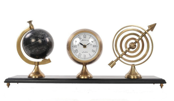 Armillery/Clock & Globe On Wood Base AK031 By OMH