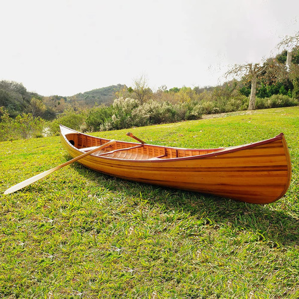 Wooden Canoe With Ribs Curved Bow 12 Ft K080 By OMH