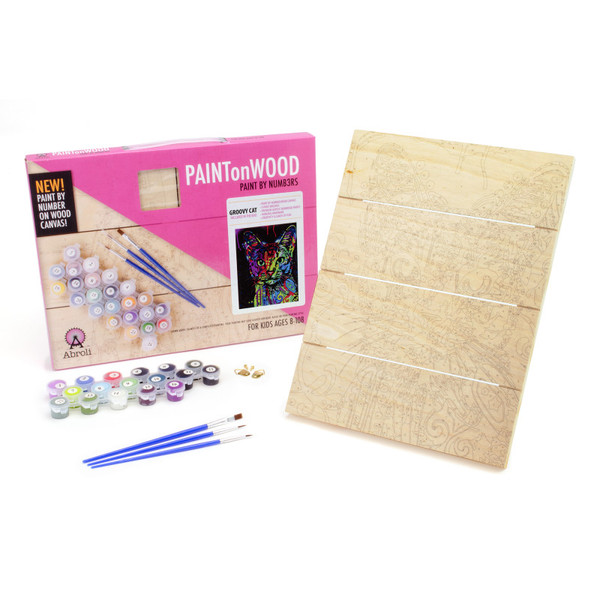 Abroli Small Paint On Wood By Number - Groovy Cat ABISPWC13