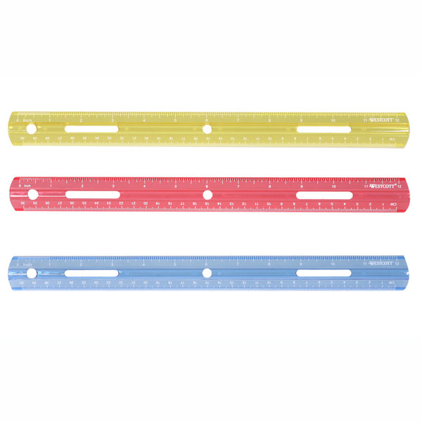 Westcott 12" Plastic Ruler, Assorted Colors (No Color Choice) ACM10526
