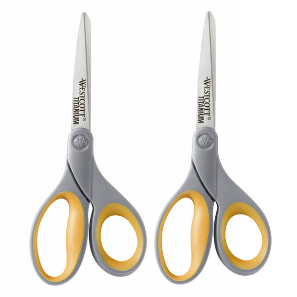 Westcott Soft Handle Titanium Bonded Scissors, 8" Straight, Pack Of 2 ACM13529-2