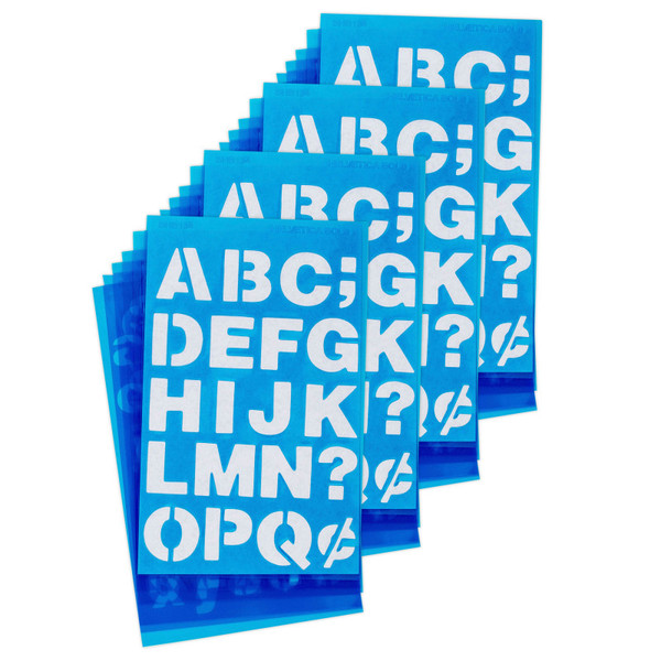 Westcott Lettercraft Reusable Plastic Stencils, Full Alphabet & Numbers, Helvetica Bold Font, 3/4-Inch, 6 Per Pack, 4 Packs ACM15845-4
