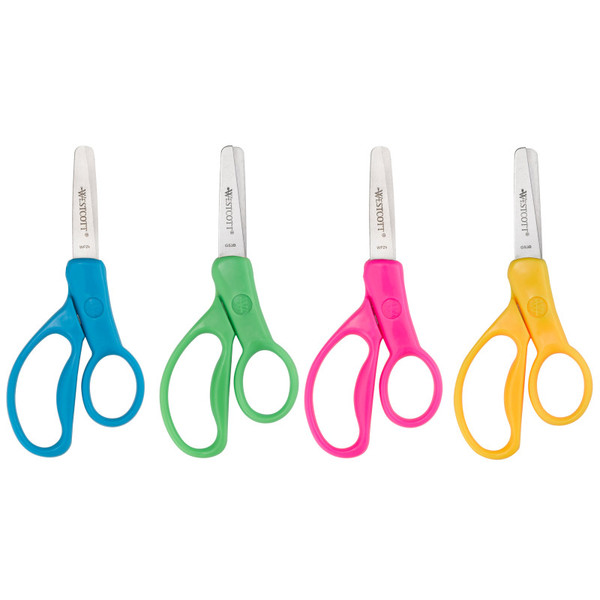 Westcott 5" Hard Handle Kids Scissors, Blunt, Assorted Colors, Pack Of 30 ACM16656