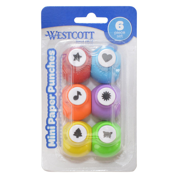 Westcott Mini Paper Punches, Set Of 6 ACM17971