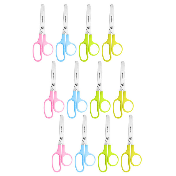 Westcott Value Kids Scissors, Blunt, 5", Assorted Colors, Pack Of 12 ACM42516-12