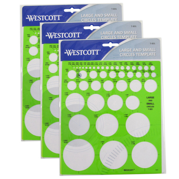 Westcott Large & Small Circles Template, Pack Of 3 ACMT831-3