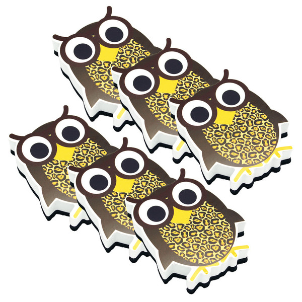 Ashley Magnetic Whiteboard Eraser, Wise Owl, Pack Of 6 ASH10009-6
