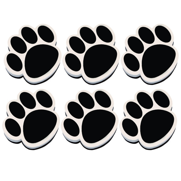Ashley Magnetic Whiteboard Eraser, Black Paw, Pack Of 6 ASH10017-6