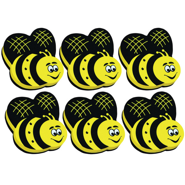 Ashley Magnetic Whiteboard Eraser, Bee, Pack Of 6 ASH10019-6