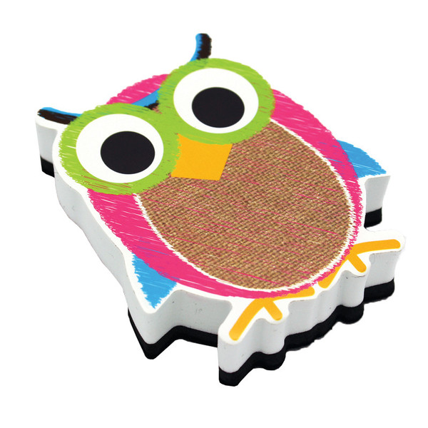Ashley Magnetic Whiteboard Eraser, Burlap Scribble Owl ASH10049