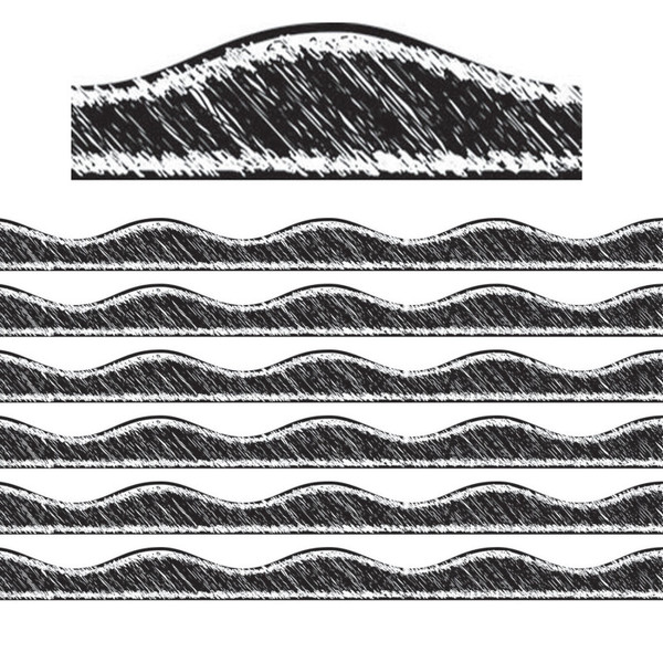 Ashley Magnetic Border, Black Scribble Chalk, 12 Feet Per Pack, 6 Packs ASH10212-6