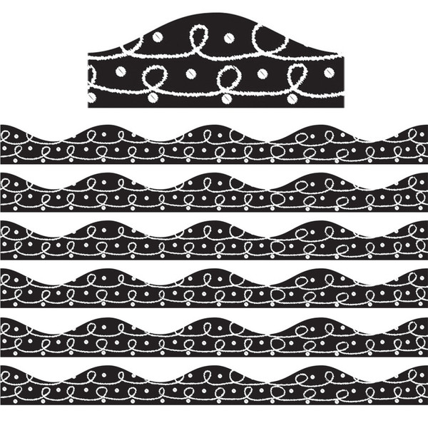 Ashley Magnetic Border, Scribble Chalk Loops, 12 Feet Per Pack, 6 Packs ASH10249-6