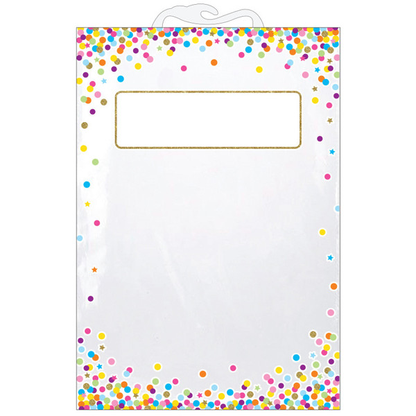 Ashley Hanging Confetti Pattern Storage/Book Bag, 11" X 16", Pack Of 5 ASH10585