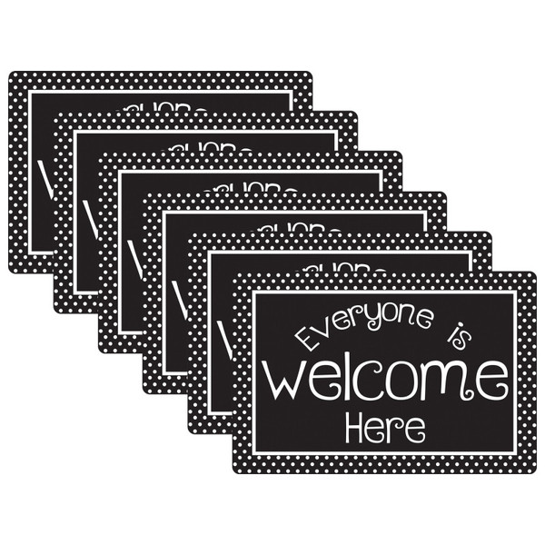 Smart Computer Mouse Pad, 8" X 10", Everyone Is Welcome Here, Bw Dots, Pack Of 6 ASH12509-6