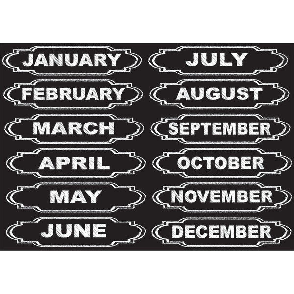 Ashley Die-Cut Magnets, Chalkboard Calendar Months, 12 Pieces ASH19005