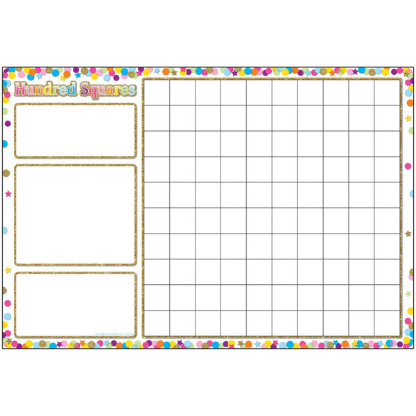 Ashley Smart Poly Chart, 13" X 19", Confetti Hundred Squares ASH91040