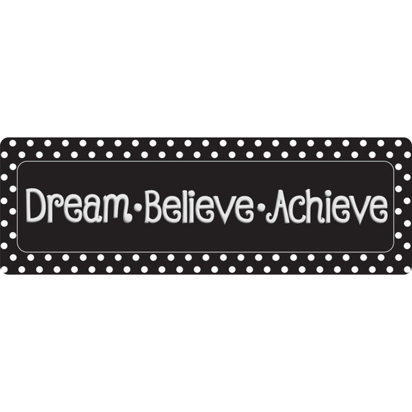 Ashley The Original Fun Mat, Mat Runner, 15.5" X 47", Dream Believe, Achieve, Black With White Dots ASH91421
