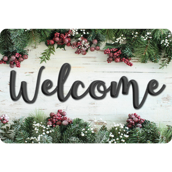 Ashley The Original Fun Mat, Welcome Mat, 15.5" X 23.5", Winter Garland Berries Welcome ASH91576