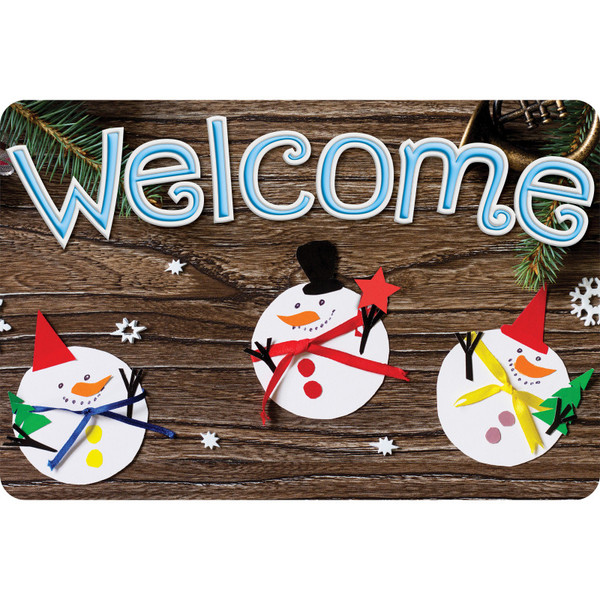 Ashley The Original Fun Mat, Welcome Mat, 15.5" X 23.5", 3 Snowmen Crafted ASH91577