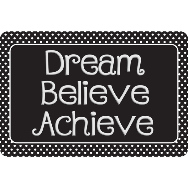 Ashley The Original Fun Mat, Welcome Mat, 15.5" X 23.5", Dream, Believe, Achieve, Black With White Dots ASH91584