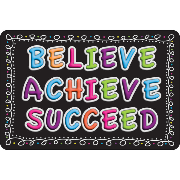 Ashley The Original Fun Mat, Welcome Mat, 15.5" X 23.5", Believe, Achieve, Succeed, Chalk Loops ASH91589