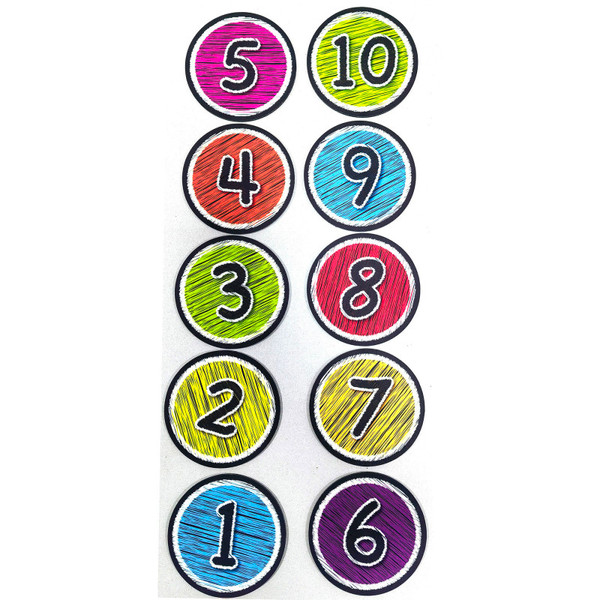 Ashley The Original Fun Mat, Sensory Spots, 6" Numbers 1-10, Chalk Look, 10 Pieces ASH98100