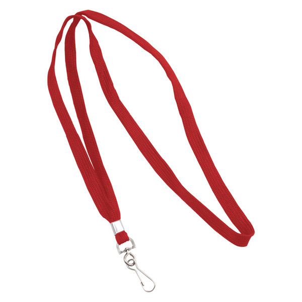Advantus Deluxe Lanyard With J-Hook, Red, Box Of 24 AVT75425