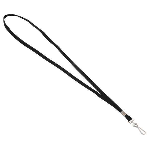 Advantus Deluxe Lanyard With J-Hook, Black, Box Of 100 AVT97126
