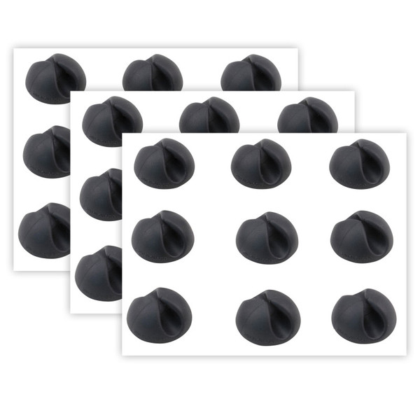Bluelounge Cabledrop Minis Cord Management, Black, 9 Per Pack, 3 Packs AVTBLUCDMBL-3