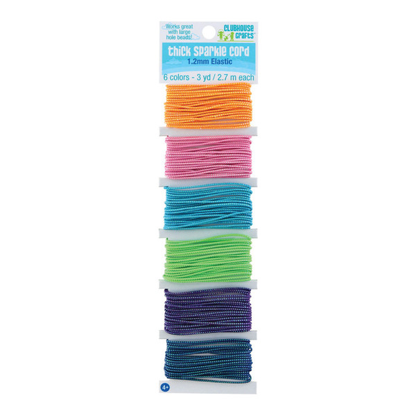 Clubhouse Thick Sparkle Elastic Cord, 6 Colors, 18 Yards AVTSUL8900111