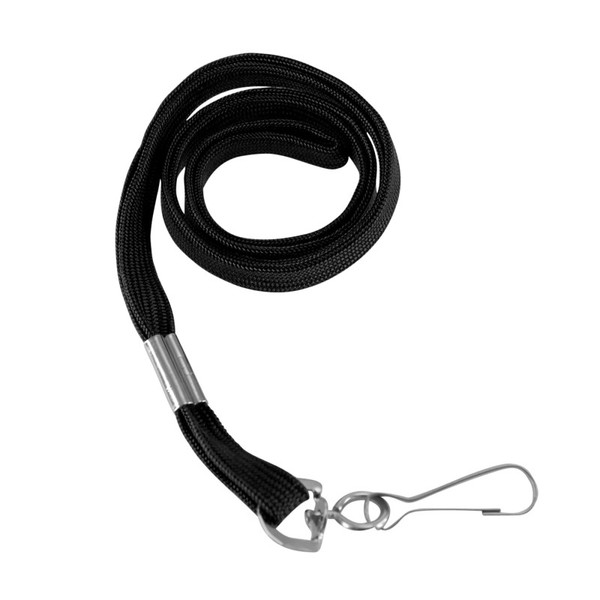 Sicurix Flat Lanyard With J Hook, Black, Pack Of 100 BAU65619