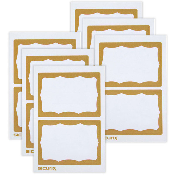 Sicurix Adhesive Badges, Gold Border, 100 Per Pack, 6 Packs BAU67647-6