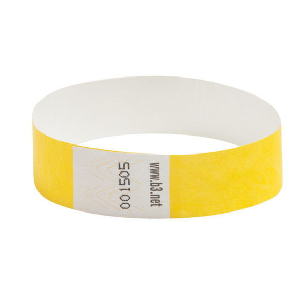 Sicurix Sequentially Numbered Security Wristbands, 3/4", Yellow Pack Of 100 BAU85070