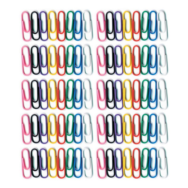 Baumgartens Vinyl-Coated Paper Clips, No. 1 Standard Size, 100 Per Pack, 10 Packs BAUMES5000-10
