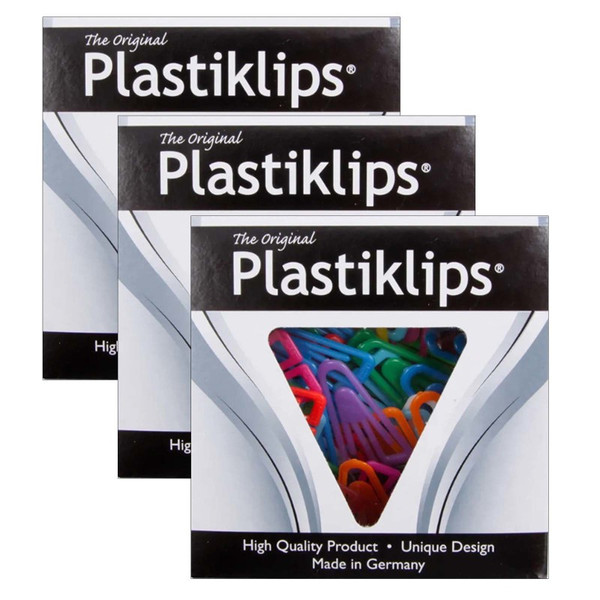 Plastiklips Paper Clips, Assorted Sizes, Assorted Colors, 315 Per Pack, 3 Packs BAUMLP3150-3
