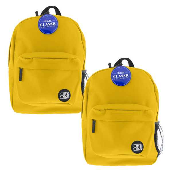 Bazic 17" Classic Backpack, Mustard, Pack Of 2 BAZ1062-2