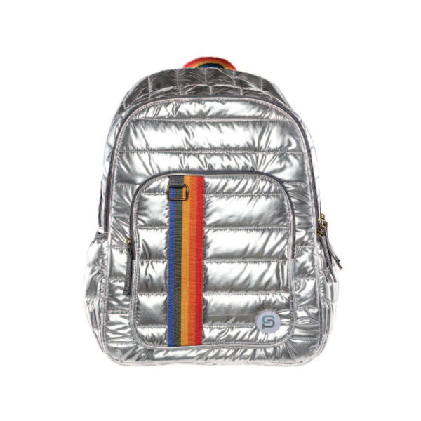 Sydney Raleigh Puff Backpack, 18", Silver Rainbow BAZ1115