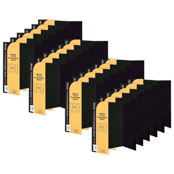 Bazic Tri-Fold Corrugated Presentation Board, 36" X 48", Black, Pack Of 24 BAZ5034