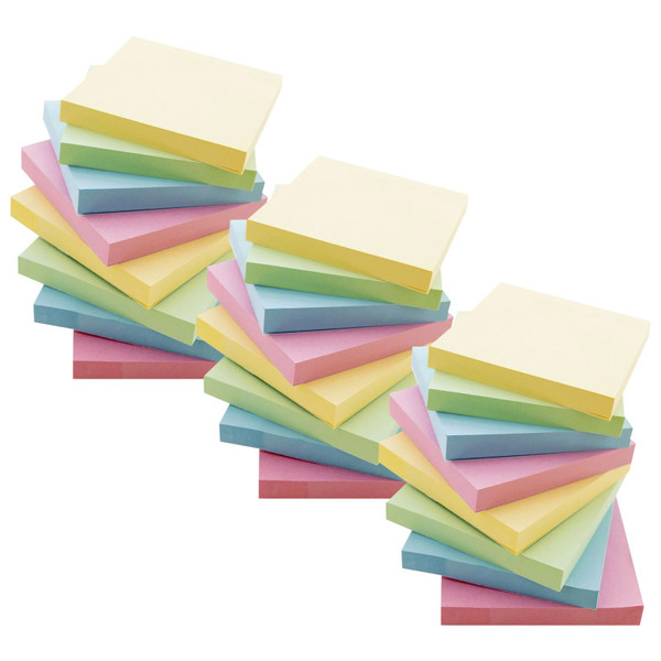 Bazic Stick On Notes, 3" X 3", Assorted, 100 Sheets, 12 Per Pack, 3 Packs BAZ5161-3