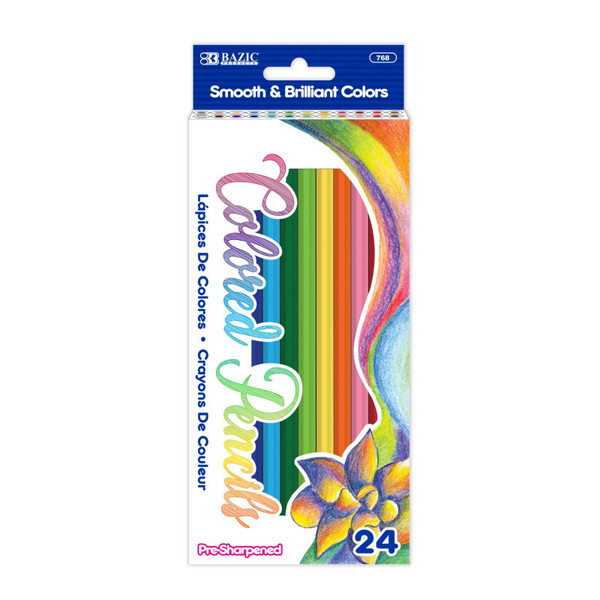 Bazic Colored Pencils, Assorted Colors, Pack Of 24 BAZ768