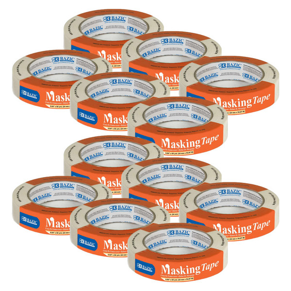 Bazic General Purpose Masking Tape, 0.94" X 2160" (60 Yards), Pack Of 12 BAZ952-12